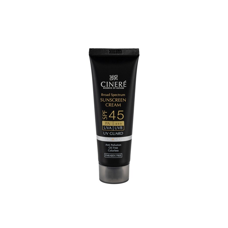 کرم ضد آفتاب بی رنگ سینره با SPF45 مناسب آقایان حجم 50 میلی لیتر