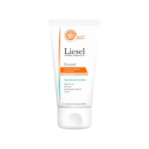 کرم ضد آفتاب رنگی لایسل مدل Sunsel با SPF 50 مناسب پوست چرب و مستعد آکنه حجم 40 میلی لیتر